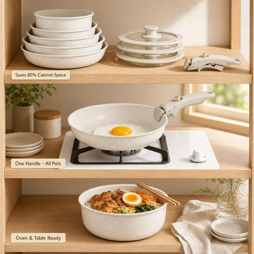 Smartpan High Quality Non-Stick Aluminum Alloy 7-Piece Cookware Sets Fry Pans Casserole Pots Removable Handle Eco-Friendly · image 4