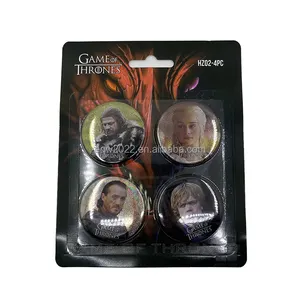 Free Shipping Metal Game of Thrones Tin Magnetic Flash Button Badge Lapel Pin