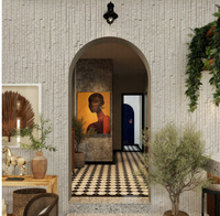 Revêtement mural extérieur en dalles de granit artificiel flexible, type travertin, imperméable, ignifuge, grand format, pour hôtel moderne, intérieur