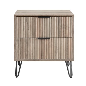 Rustic Gray Nightstand with Two <b>Drawers</b> Modern Wood Design Bedroom <b>Storage</b> Cabinet - Product Image 1