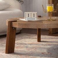 Table basse moderne en bois massif chêne/teck à chevrons avec rangement durable et finition vieillie pour salon et hôtel