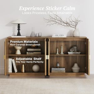 Gabinete de entrada decorativo de <span class=keywords><strong>buffet</strong></span> de acento moderno con puertas acanaladas arqueadas - Product Image 4