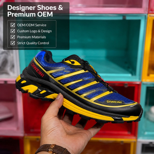Chaussures de luxe pour hommes et femmes, haute qualité, bleu jaune, en mesh, chaussures de marche, baskets de trail running, nouvelles. - Product Image 1