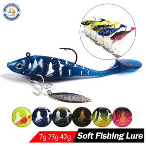 Leurre souple lesté Yajie Outdoor T-Tail 7.2g 23g 42g 65mm 11cm 13cm avec triple hameçon pour la pêche au bar - Product Image 3