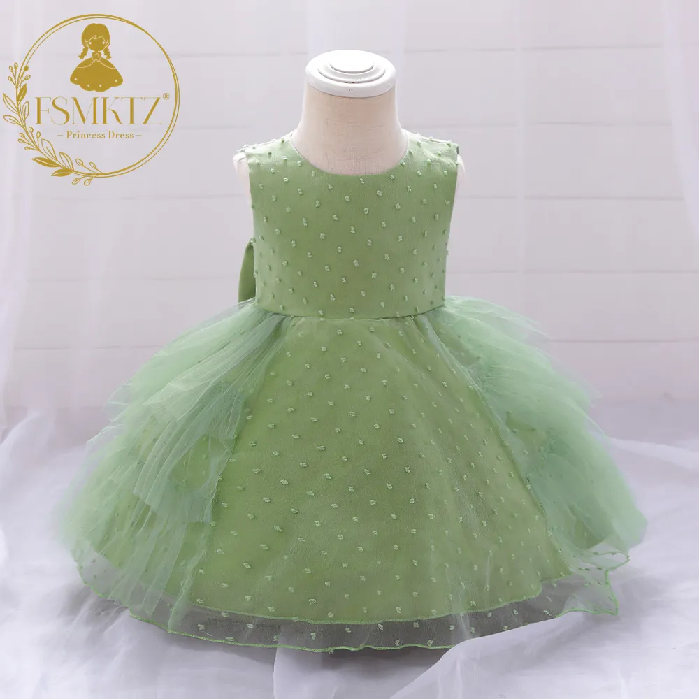 FSMKTZ jolis enfants bébé robe de baptême fête d'anniversaire filles robe à fleurs 0-2 ans enfants robes enfants robes