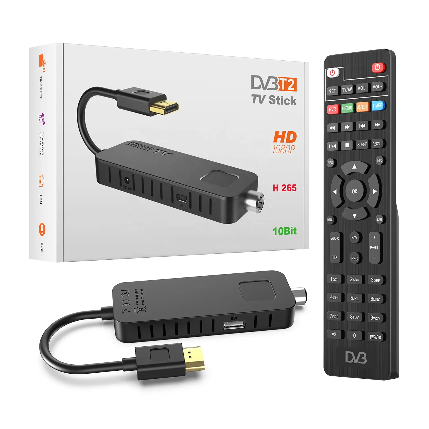 Новый обновленный ТВ-стик DVB-T2/C STB T2 H265 Full HD ТВ-ресивер USB WIFI приставка TV Stick