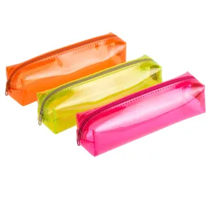 Factory Price Cheap Simple Design Multi-Function Stationery Case Colorful Transparent PVC Zipper Pencil Storage Bag