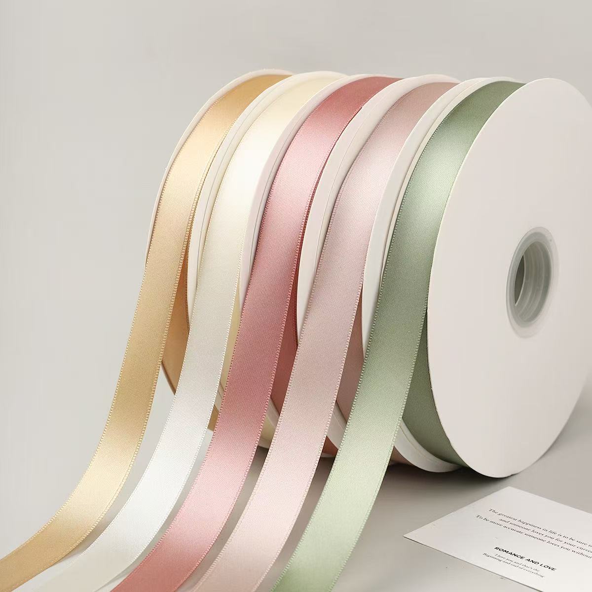Custom Printed Gift Polyester Satin Ribbon with logo Gift Packaging Tape Single/Double Faced with Slit Edge Cheap Ribbons