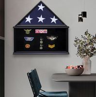 Estuche de Exhibición para Bandera de Entierro Grande Personalizado, Caja de Madera Maciza para Bandera Americana Plegada de 5x9.5 con Porta Certificado para Veteranos