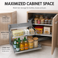 TKK Organisateurs d'armoires de cuisine, Panier de rangement rotatif escamotable en fil métallique pour coin d'armoire, système d'angle intelligent