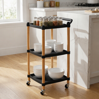 Chariot de rangement à roulettes blanc grainé, chariot utilitaire pour salon et chambre