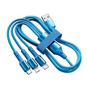 Câble de charge rapide <span class=keywords><strong>3</strong></span> en 1 en nylon tressé PVC avec logo personnalisé, cordon universel résistant à l'usure pour téléphones, tablettes, petits gadgets - Product Image 1