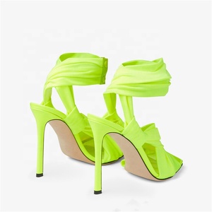 รองเท้าส้นสูงแบบเปิดนิ้วเท้าผูกเชือกไขว้ ไซส์ใหญ่พิเศษ 46 สำหรับผู้หญิง  วัสดุผ้าไหม  สายรัดข้อเท้า  ส้นเข็ม  รองเท้าเดรสสำหรับสุภาพสตรี - Product Image 4