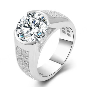 แหวนแต่งงานแบบวงแหวนประดับเพชรทรงกลมเจียระไนแบบบริลเลียนท์  ทองคำขาวแท้ 18K 14K 10K  ประดับด้วยมอยส์ซาไนต์ เกรด DEF  สำหรับผู้หญิง  เป็นของขวัญ - Product Image 1