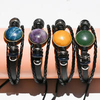 Bracelet ajustable en agate naturelle, améthyste, cristal de guérison, cabochon, œil de tigre, options DIY durables, Chine