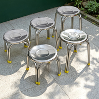 Chaise robuste et stable pour l'intérieur et l'extérieur, tabouret rond empilable en acier inoxydable pour salon, bar, banquet, patio, restaurant
