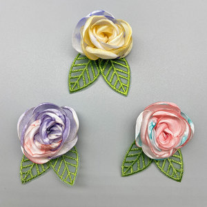 Pinces à cheveux en tissu 3D faites à la main, motif dégradé de roses et de fleurs de camélia, accessoires DIY pour usage quotidien - Product Image 3