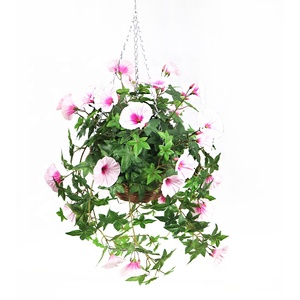 Panier suspendu artificiel de 70 cm résistant aux UV, motif fleurs de petunia, fleurs artificielles vibrantes pour balcon extérieur, clôture, patio, jardin - Product Image 4