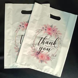 Bolsas de plástico con diseño de logotipo personalizado, bolsas de plástico con logotipo impreso de fábrica, Hdpe, Ldpe, con asa troquelada, con logotipos