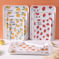 Plateau de service rectangulaire en mélamine de style nordique pour fruits, repas et thé