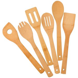 Juego de espátulas y cucharas de bambú de 6 piezas, 12.6 pulgadas, sin BPA, utensilios de cocina - Product Image 3