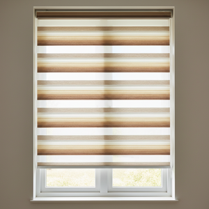 Persianas Venecianas Modernas con Diseño de Rayas de Zebra, Cortina Enrollable de Tela Beige con Patrón Horizontal, Instalación Integrada, Hechas de Poliéster - Product Image 1