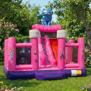 Château gonflable à thème du <span class=keywords><strong>Pays</strong></span> <span class=keywords><strong>des</strong></span> <span class=keywords><strong>Merveilles</strong></span> avec toboggan, motifs Chat Bleu et Princesse, 7x5m, pour fêtes d'enfants - Product Image 1