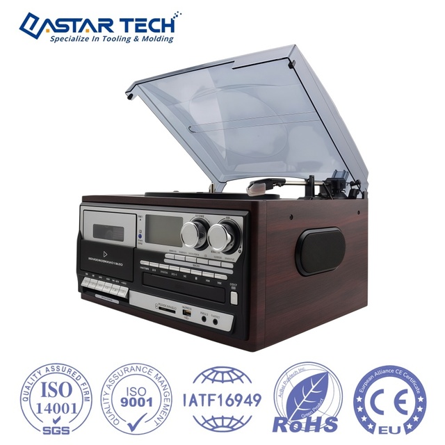 Custom High Precision Injection Molded Record Player Plastic Outer Shell With Transparent Dust Parts for Home Use