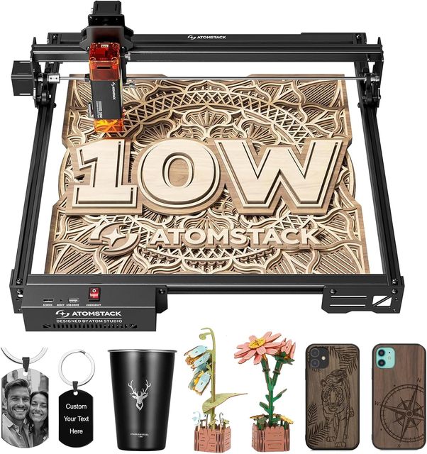 ATOMSTACK 10000mW Laser Engraver A10 PRO V2 Laser Cutter 0.06mm High Precision Engraving Machine for Wood Metal Dark Acrylic