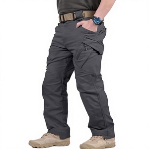 Men's Khaki Tactical Cargo Pants High Waist Multiple <b>Pockets</b> Breathable Workwear Style Canvas Material Spring Outdoor <b>Trousers</b> - Product Image 1