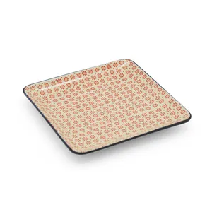 OEM Cerâmica Servindo Platter dinnerware 6.5 polegadas quadrado prato flor impressão estilo japonês coleção placa cerâmica