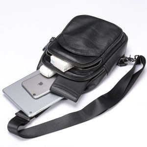 Personalizado Sacos De Peito De Couro Genuíno para Homens Retro Único Ombro Crossbody Sacos Casuais Esportes Moda Couro Mensageiro Sacos - Product Image 5
