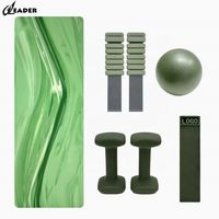 Ensemble d'entraînement portable Pilates et Yoga : Tapis PU 5mm, Bracelets de musculation 2LB, Bande élastique, Ballon d'exercice, Haltères 3KG pour entraînements à domicile