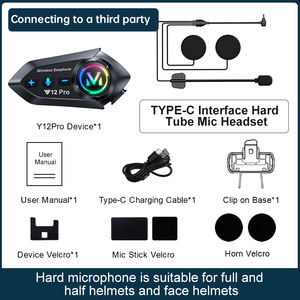 ชุดหูฟังไร้สายแบบ Y12PRO ไร้สายชุดหูฟังสำหรับใส่ขับขี่รถจักรยานยนต์เครื่องเล่นเพลงในรถมอเตอร์ไซด์ - Product Image 6