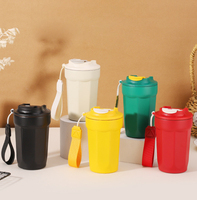 Penjualan terlaris 450ml Tumbler kopi pabrik grosir Tumbler dinding ganda terisolasi Tumbler dengan tutup tali