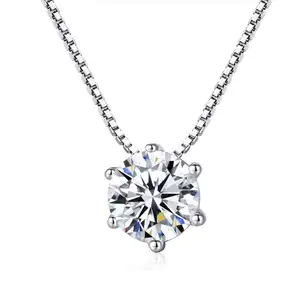 Fine Jewelry Custom Box Chain 925 Sterling Silver 5A Zircon Charm Bling Diamond Necklace