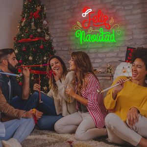 Feliz Navidad Joyeux Noël, lumière néon LED, décoration murale suspendue d'intérieur, enseigne lumineuse pour vitrine, lumière d'ambiance - Product Image 5