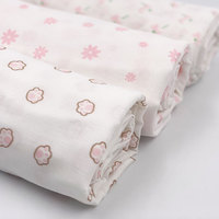 Eco organik 100% katun murni putih bunga merah muda kain muslin baju bayi untuk diy kain kasa bedong