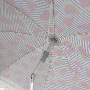Outdoor Cotton Patio Umbrella 2M Watermelon Print Fringe <b>Sun</b> <b>Shade</b> Manual Lift Plastic Pole For Garden Decor - Product Image 3