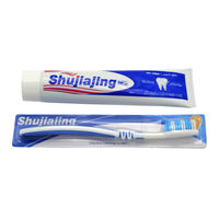 Dentifrice de qualité du fabricant personnalisé, dentifrice en gel rayé blanchissant les dents à saveur de menthe avec une brosse à dents emballée