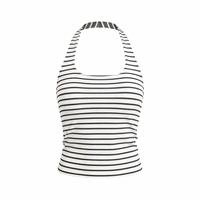 Débardeur court en maille 2-en-1 pour femme, style rétro, col licou, color block, respirant, léger, anti-transpiration, extensible dans les quatre sens, avec coutures, pour le yoga