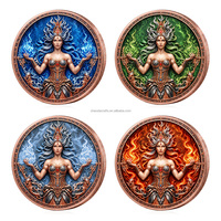 Pièce de monnaie en cuivre massif 999 de 1 once, avec motifs Embossés Éléments (Eau, Nature, Feu, Tempête), Commémorative, Médaille de collection, Vente en gros