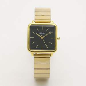 Reloj de Pulsera de Cuarzo con Correa de Bambú <span class=keywords><strong>Dorado</strong></span> de Diseño de Nicho Popular, Reloj de Pulsera Cuadrado para Mujer, Reloj de Vestir para Mujer, Reloj de Pulsera para Mujer - Product Image 5