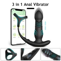 Masseur de prostate vibrant pour homme, vibromasseur anal, télécommande Bluetooth via application, plug anal vibrant, anneaux retardateurs d'éjaculation, jouets sexuels pour hommes