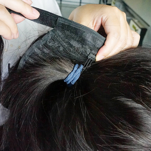 Coletas de cabello humano 100% virgen Remy, extensiones de cabello humano con Clip envolvente, coleta con cordón, venta al por mayor - Product Image 5