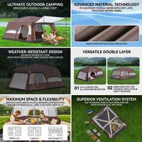 Tente de glamping double couche, 2 chambres, 1 salon, grande, imperméable, portable, pour camping familial, tente toutes saisons pour 4-6 personnes
