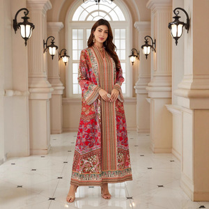 Vestido Holgado de Manga Larga con Estampado para Mujeres Musulmanas, Elegante, de Poliéster, BX01, para Comercio Electrónico Transfronterizo en Europa y Oriente Medio - Product Image 2