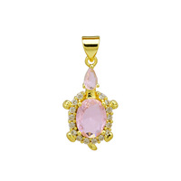 Pendentif personnalisé de luxe haut de gamme en gros, avec zircon et cuivre plaqué or 18 carats, motif tortue de mer.