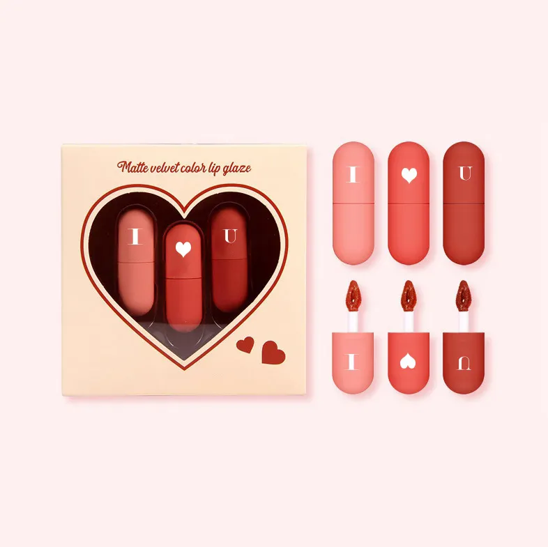 Ide Hadiah Hari Valentine San 2023 Set Makeup Lipstik Kapsul Pil Mini Hadiah Cinta untuk Pacar Label Pribadi Lip Gloss 5G
