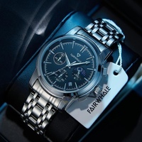 Jam Tangan Pria Mark Fairwhale Baja Tahan Karat Kualitas Terbaik Mewah Tombol Tekan Gesper Tersembunyi Tahan Air Tanggal Hari Olahraga FW-5370